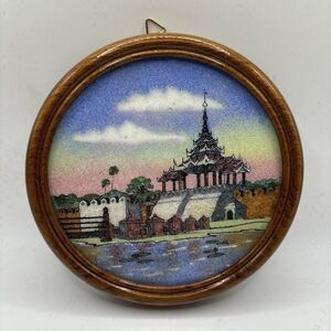 Natural Gems/Gemstone Painting of Last Royal Palace Mandalay at Sunset